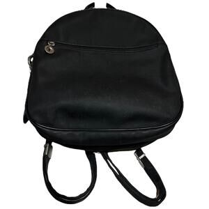 Mandarina Duck Backpack Nylon Leather Trim Mini Round Black 10"x12.5"x4"